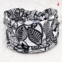 zhou Wide Cotton Stretch Print Headband Headwrap Women Sports Yoga Hair Bands