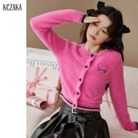 Zhu Xia Nữ Phong Cách Hàn Quốc Áo Len Cardigan Thêu Tình Yêu Ngọt Ngào Phong Cách Chanel Áo Len Ngắn