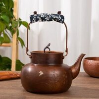 Zhushantang đồng ấm siêu tốc ấm đun nước khảm bạc bướm đục hoa văn đồng ấm đun nước đồng ấm trà hộ gia đình lớn bộ trà ấm trà bằng đồng cổ ấm trà đồng cổ