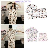 Zhuxaowan Crayon Shin-chan Đồ ngủ, Áo len chui đầu cho chó Crayon Shin-chan Váy ngủ ngắn, Kawaii Star Letter In hình hoạt hình mỏng Cặp đôi Bộ đồ ngủ Bộ đồ ngủ