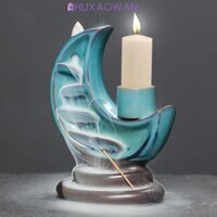 Zhuxaowan Đầu đốt hương chảy ngược, Bút chì gốm tinh tế hình mặt trăng, Trang trí que hương thanh lịch Trang trí phòng ngủ