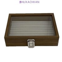 ZHUXAOWAN Zhuxaowan Trang Sức Người Tổ Chức, Nắp Thủy Tinh Hộp Trang Sức Bằng Gỗ Vuông, Hộp Đựng Nhẫn Trang Sức Trang Sức Trưng Bày Bông Tai Người Tổ Chức Quà Tặng Nữ