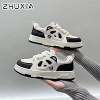 Zhuxia.giày nữ. Giày trắng Panda. Giày đế dày và tăng cường giày thể thao đế phẳng mới. Giày thể thao buộc dây thiết kế thích hợp phù hợp
