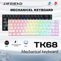 ZIFRIEND TK68 bàn phím cơ RGB LED chơi game công tắc xanh/đỏ bàn phím cơ bàn phím có dây