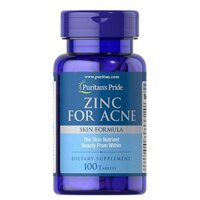 Zinc for Acne Puritan’s Pride – Viên kẽm hỗ trợ trị mụn, giảm dầu, ngừa mụn tái phát