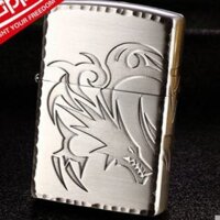 Zippo Chính Hãng Bạc Khác Hình Họa Tiết Sắc Nhọn Rồng - ZIPPO lighter genuine ancient three-sided carved dragon soul
