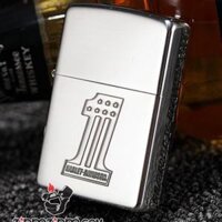 Zippo Chính Hãng Bạc Logo Harley Davidson No 1 Nhỏ - Original genuine zippo lighter HDP-43 silver-plated Halley No. 1 logo