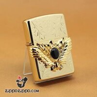 Zippo Chính Hãng Cánh Thiên Thần Vàng Gắn Viên Ngọc - Original genuine ZIPPO lighter ZBT-5-7D hand carved wings gold black turquoise