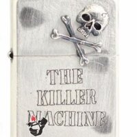 Zippo Chính Hãng Màu Bạc Hình Đầu Lâu Xương Chéo Nắp Trên - Zippo lighter 2UDM-SKLSI national machine (silver)
