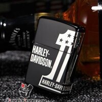 Zippo Chính Hãng Màu Đen Harley Davidson No 1 - Original genuine zippo lighter HDP-31 black black hot silver No. 1 logo