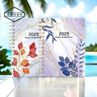 Zmonh 2025 Chương trình nghị sự Người lập kế hoạch sách Phiên bản tiếng Anh Sách cuộn dây Kế hoạch hàng tuần Sổ tay A5 có đóng đàn hồi cho đồ dùng học tập văn phòng * mới