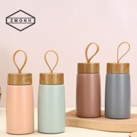 Zmonh 280ml Hạt Gỗ Di Động Cốc Cà Phê Bằng Thép Không Gỉ Giữ Nhiệt Cốc Mini Bỏ Túi * Mới