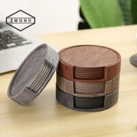 Zmonh 6 Gỗ Hạt Da Đế Lót Ly Placemats Trà Và Cà Phê Đệm Thanh Nhà Quầy Cách Nhiệt Giá Chống Dính * Mới