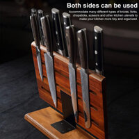 Znce _ Giá đỡ cắt gỗ nguyên khối Giá đỡ dao kéo bằng gỗ nguyên khối Giá đỡ dụng cụ nhà bếp từ tính Giá sắp xếp cho dao kéo hiệu quả Nĩa lưu trữ Kéo cắt Giá đỡ