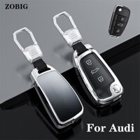 ZOBIG For Audi Key Fob Cover Case Zinc alloy  glass Key Shell Key Case Cover for A1 A3 A6 Q2 Q3 Q7 TT TTS R8 S3 S6 RS3 Smart Key