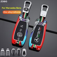 Zobig Track Hợp kim kẽm Chìa khóa ô tô Fob Cover Case Bảo vệ giá đỡ cho dây đeo Mercedes Benz A, C, E, S, CLA, CLS, GLA, GLB, GLC, GLE, GLS, G Glass Remote key shell chính hãng Remote Contro