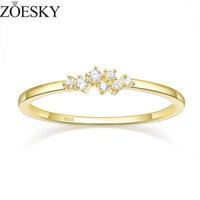 Zoesky 1.5mm Bạc 925 14K Mạ Vàng CZ Nhẫn Cưới Cho Nữ Dainty Có Thể Xếp Chồng Đính Đá Cubic Zirconia Nhẫn Đính Hôn Cho Cô Size 4-12