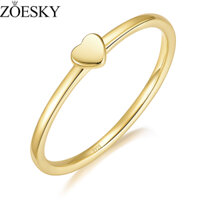 Zoesky Bạc 925 14K Mạ Vàng Dainty Có Thể Xếp Chồng Nhẫn Trái Tim Cho Nữ Bé Gái Mỏng Cưới Enagement Ban Nhạc Kích Thước 5-10