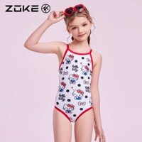Zoke Girl Đồ Bơi Trẻ Em Đua Xe Cạnh Tranh Đồ Bơi Bé Gái Tập Luyện Chuyên Nghiệp Bơi Hoạt Hình In Hình Hello Kitty Bộ Đồ Tắm Tuổi Teen
