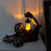 Zombie Crawling Out of Grave Statue, The Zombie Garden Decorations with Lantern, Outdoor Lawn Halloween Decorative Statue Spooky Sculpture