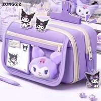 Zonggjz 1 Cái Bút Chì, Máy Sắp Xếp Lưu Trữ Bút Dung Tích Lớn Nhiều Lớp, Sanrio Kuromi Quế Vải Màu Nguyên Chất Văn Phòng Phẩm Túi Bảo Quản Cho Bé Gái Trẻ Em