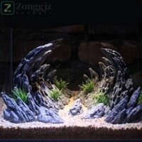 Zonggjz 2 Cái / bộ Đá Cảnh Quan Xương Rồng, Trang Trí Giống Như Thật Mô Phỏng Ravine Trang Trí, Nhựa Sáng Tạo Rockery Cá Ẩn Hang Nơi Trú ẩn Bể Cá