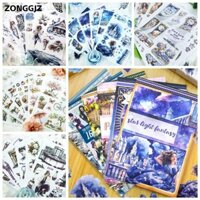 Zonggjz 20 Tờ Sticker Book, Ice and Snow World Scenery Journaling Sticker Book, Sáng Tạo Trang Trí Tưởng Tượng Cô Gái Đỏ Washi Sticker Thêu Sò