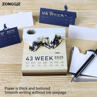 Zonggjz 2025 Lịch Ghi Nhớ Pad, Nghệ Thuật Thủ Công Giấy Khắc Thời Gian Lịch, Nhà Điêu Khắc Quà Tặng Trang Trí Máy Tính Để Bàn Với Đèn Led Lịch Nghệ Thuật
