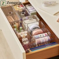 Zonggjz 5 Cái / bộ Thùng đựng văn phòng phẩm bằng nhựa, có nắp Hộp đựng ngăn kéo trong suốt chống bụi, Bộ dụng cụ trang điểm chống trượt đa năng lỗ tròn chống mài mòn Bộ mỹ phẩm