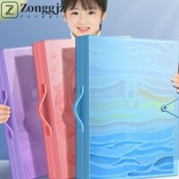Zonggjz a3 Thư mục tập tin giấy, Album ảnh tranh dung lượng cao 60 trang, mang theo tiện lợi Chống nứt Khóa thiết kế chống nước Thư mục tranh nghệ thuật dành cho sinh viên