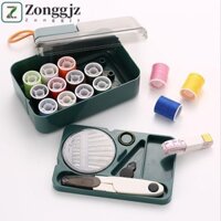 Zonggjz Hộp may kim và ren, Bộ dụng cụ may tay Thimble, Bộ dụng cụ may tay DIY di động Bộ chỉ kim phân vùng cho người mới bắt đầu
