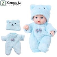 Zonggjz Mô phỏng búp bê bé, quần áo và mũ Đồ chơi búp bê 20CM màu hồng và xanh, Quà tặng Giáng sinh Quần áo sang trọng giống như thật Búp bê silicon gấu dễ thương Đồ chơi trẻ em