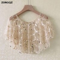 Zonggjz Sequins Khăn choàng, Hoa văn vảy cá Sợi bầu trời đầy sao Khăn choàng phòng điều hòa, Vỏ bọc Khăn choàng mũi tua rua thanh lịch dành cho nữ