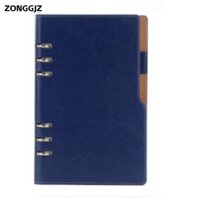 ZONGGJZ tay bìa cứng , Miếng đệm viết có thể nạp lại Sổ tay da, Nam A5 Blue Daily Planner Văn phòng