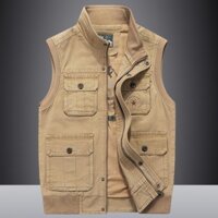 Zonghao Áo Khoác cotton Không Tay Nhiều Túi Thời Trang Cho Nam