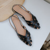 ZORI Sandal Đế Bệt Mũi Nhọn, Quai Đan Chéo. Mã SD129 - Đen - 35