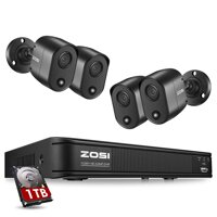 ZOSI 2K 5MP Home Security Camera System Outdoor Indoor, H.265+ CCTV DVR Recorder with Hard Drive 1TB and 4 x 2K(5MP) Surveillance Bullet Camera wit...