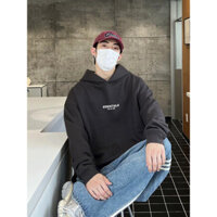 ZPI1 FEAR OF GOD Double Line ESSENTIALS Flocked Chest Logo Hoodie FOG Loose sweater