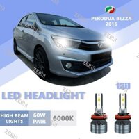 Zr Cho 2 Chiếc CHO PERODUA Bezza 2016 H11 LED Siêu Sáng Hi / Lo Beam Kereta Đèn Pha LED Bóng Đèn Pha Ánh Sáng Trắng