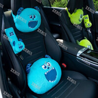 Zr Cho Hoạt Hình Hoạt Hình Màu Xanh Lông Quái Vật Mắt Lớn Xe Quái Vật Tựa Đầu Thắt Lưng Ô Tô Khóa Eo Khăn Giấy Bơm Dây An Toàn Thiết Bị Xe Hơi