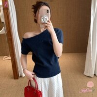 Ztoyl Áo ngắn tay lệch vai Áo nữ mùa hè Áo thun chắc chắn phù hợp cho mọi trận đấu Áo thun mới