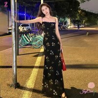 Ztoyl Gợi Cảm Hoa Prined Đầm Dự Tiệc Vintage Nữ Spaghetti Dây Đeo Midi Váy Mới