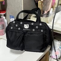 Ztoyl Hello Kitty Miniso Túi Treo Thêu Màu Đen Y2k Túi Trang Điểm Tote Dung Tích Lớn Nhiều Lớp Túi Giặt Di Động Cho Nữ Mới