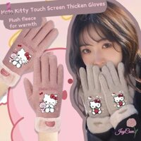 Ztoyl Kawaii Hello Kitty Găng Tay Giữ Nhiệt Màn Hình Cảm Ứng Sanrio KT Cat Ấm Áp Chống Gió Dày Full Ngón Găng Tay Chạy Xe Đạp Mới