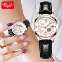 ZUNPAI 246 Đồng hồ nữ Chính hãng Chống nước Dây thép Đeo tay Độc lạ Đẹp Đồng hồ nữ cơ kim Dây da