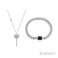 Zuoo 2 Chiếc Thép Không Gỉ Trái Tim Chìa Khóa Mặt Dây Chuyền Vòng Cổ Khóa Quyến Rũ Vòng Tay Độc Đáo Cặp Đôi Trang Sức Ngày Lễ Tình Nhân