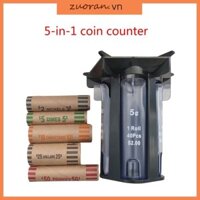 Zuoo 5in1 Máy phân loại tiền xu Ống đồng xu Máy đóng gói Giá đỡ thay đổi hiệu quả