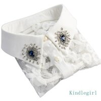 Zuoo Nữ Cho Kim Cương Giả Ren Thêu Áo Sơ Mi Cổ Giả Có Thể Tháo Rời Vòng Cổ Giả