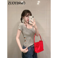 ZUOYINMO áo phông áo thun nữ croptop baby tee Casual Fashion Dễ thương Trendy WSQ24415GA 36Z240905