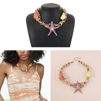 Zwinz2 Nhiều Màu Sắc Men Sao Biển Vòng Cổ Kim Loại Nữ Thời Trang Vintage Tuyên Bố Lớn Ấn Độ Vòng Cổ Trang Sức Phụ Kiện